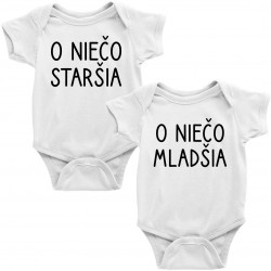Sada pre dvojičky - O niečo staršia/O niečo mladšia - body s potlačou