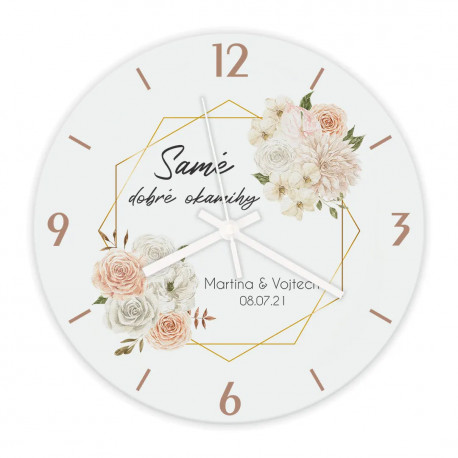 Samé dobré okamihy (mená + dátum) - personalizovaný produkt - sklenené nástenné hodiny s potlačou