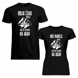 Sada pre páry - Moja žena/Môj manžel miluje, keď ju/ho vezmem na hory - tričko s potlačou
