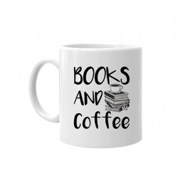 Books and coffee - keramický hrnček s potlačou