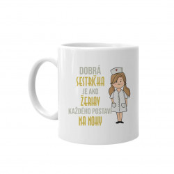Dobrá sestrička je ako žeriav, každého postaví na nohy - keramický hrnček s potlačou