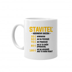Staviteľ - hodinová sadzba - keramický hrnček s potlačou
