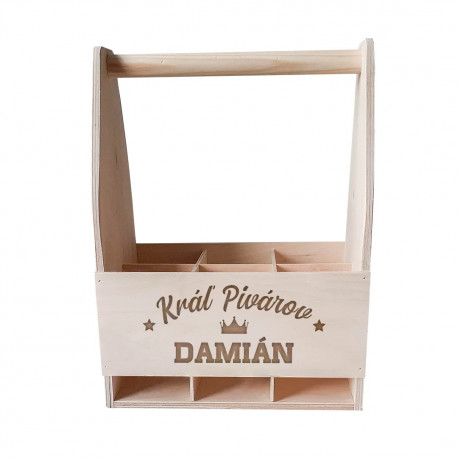 Kráľ pivárov + meno - personalizovaný produkt - drevený nosič
