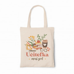 Učiteľka mení svet - béžová taška s potlačou
