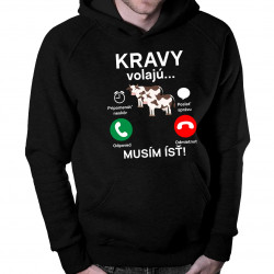 Kravy volajú, musím ísť - pánska mikina s kapucňou