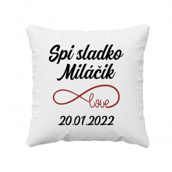 Spi sladko, miláčik + dátum - vankúš s potlačou - personalizovaný produkt
