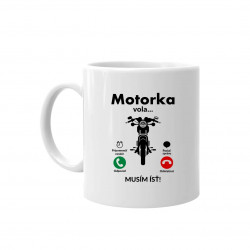 Motorka volá, musím ísť - keramický hrnček s potlačou