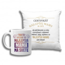 Sada pre mamičku - Najlepšia mama na svete - Vankúš + keramický hrnček s potlačou