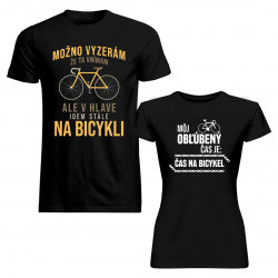 Sada pre páry - Možno vyzerám, že ťa vnímam/Môj obľúbený čas je: čas na bicykel - trička s potlačou