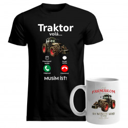 Sada - Traktor volá/Byť farmárom nie je voľba - musím ísť - tričko + hrnček s potlačou