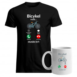 Sada - Bicykel volá - musím ísť v2 - tričko + hrnček s potlačou