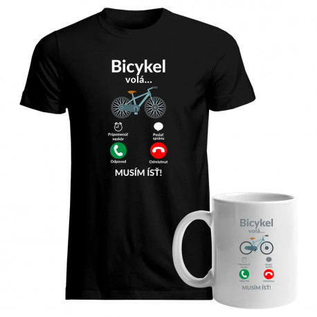 Sada - Bicykel volá - musím ísť v2 - tričko + hrnček s potlačou