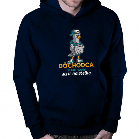 Dôchodca je ako holub, serie na všetko - pánska mikina s kapucňou