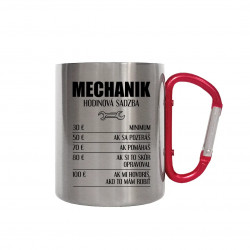 Mechanik - hodinová sadzba - kovový hrnček s karabínkou