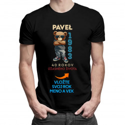 (Meno + rok + vek) - X-rokov úžasného života - pánske tričko s potlačou - personalizovaný produkt