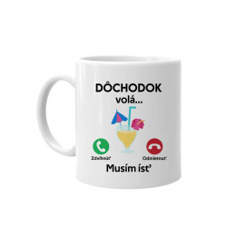 Dôchodok volá, musím ísť - keramický hrnček s potlačou