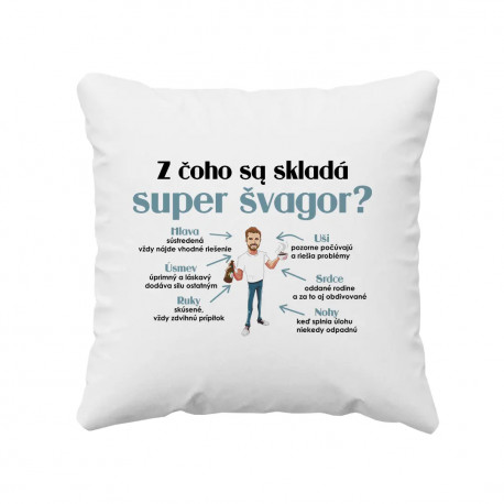 Z čoho sa skladá super dôchodca? - vankúš s potlačou
