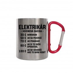 Elektrikár - hodinová sadzba - hodinová sadzba - kovový hrnček s karabínkou