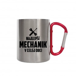 Najlepší mechanik v celej obci - hodinová sadzba - kovový hrnček s karabínkou