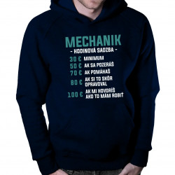 Mechanik - hodinová sadzba - Pánska mikina s kapucňou