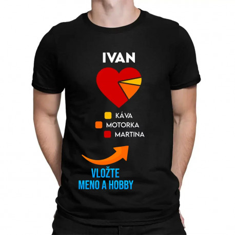 meno + káva + hobby + meno - pánske tričko s potlačou - personalizovaný produkt