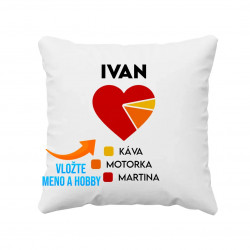 meno + káva + hobby + meno - vankúš s potlačou - personalizovaný produkt