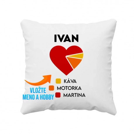 meno + káva + hobby + meno - vankúš s potlačou - personalizovaný produkt