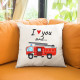 I love you and hasičské auto - vankúš s potlačou