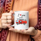 I love you and hasičské auto - keramický hrnček s potlačou