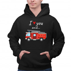 I love you and hasičské auto - pánska mikina s potlačou