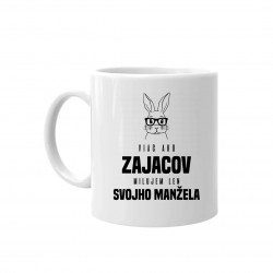 Viac ako zajacov milujem len svojho manžela - keramický hrnček s potlačou