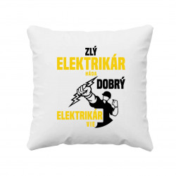 Zlý elektrikár háda, dobrý elektrikár vie - vankúš s potlačou