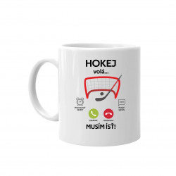 Hokej volá, musím ísť - keramický hrnček s potlačou