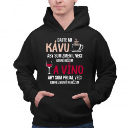 Dajte mi kávu a víno - pánska mikina s potlačou