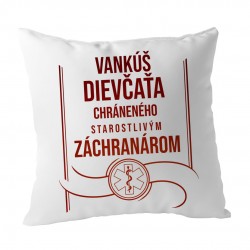 Vankúš dievčaťa chráneného starostlivým záchranárom - vankúš s potlačou