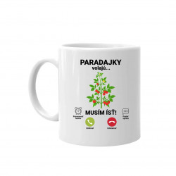 Paradajky volajú, musím ísť - keramický hrnček s potlačou