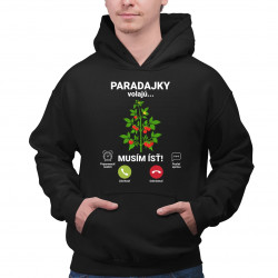 Paradajky volajú, musím ísť - pánska mikina s potlačou