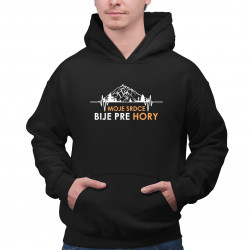 Moje srdce bije pre hory - pánska mikina s potlačou
