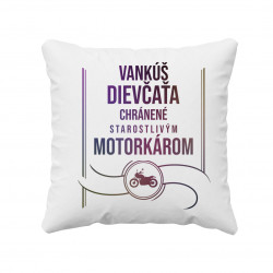 Vankúš dievčaťa chránené starostlivým motorkárom - vankúš pre potisk