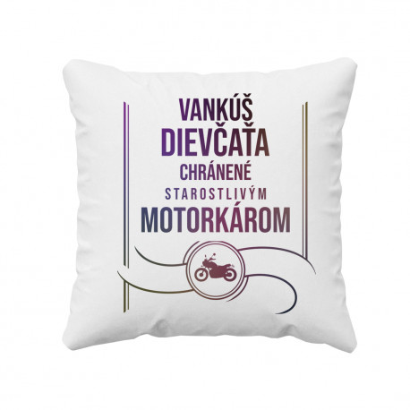 Vankúš dievčaťa chránené starostlivým motorkárom - vankúš pre potisk
