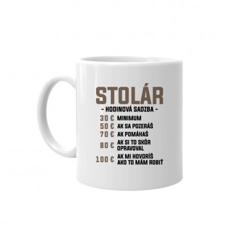 Stolár - hodinová sadzba - keramický hrnček s potlačou