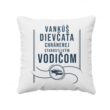 Vankúš dievčaťa chránenej starostlivým vodičom - vankúš s potlačou
