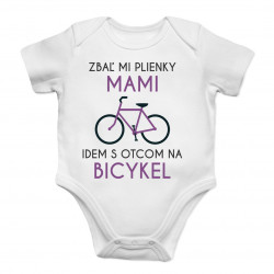 Zbaľ mi plienky, mami, idem s otcom na bicykel - body s potlačou