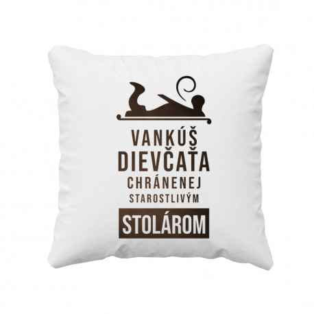 Vankúš dievčaťa chránenej starostlivým stolárom - vankúš s potlačou