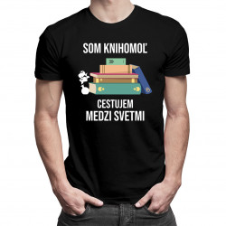 Som knihomoľ, cestujem medzi svetmi - pánske tričko s potlačou