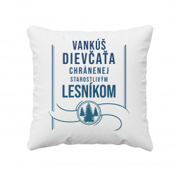 Vankúš dievčaťa chránenej starostlivým lesníkom - vankúš s potlačou