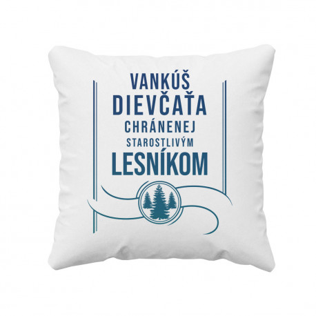 Vankúš dievčaťa chránenej starostlivým lesníkom - vankúš s potlačou