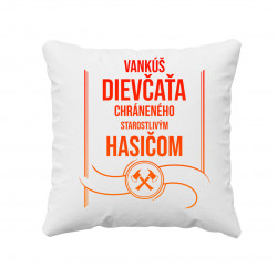 Vankúš dievčaťa chráneného starostlivým hasičom - vankúš s potisk