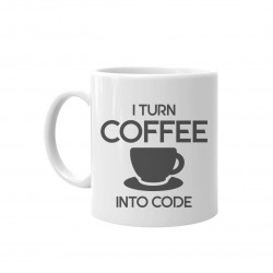 I turn coffee into code- keramický hrnček s potlačou