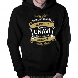 Poľnohospodár nekončí, keď sa unaví, prestane keď skončí - pánska mikina s potlačou